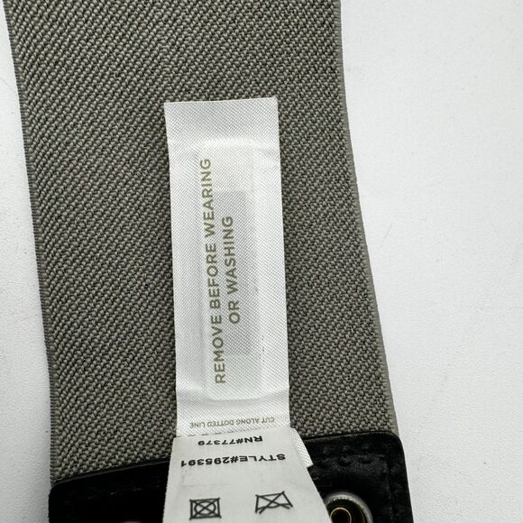 LOFT | Women's Small Extra Wide Leather Belt Bow Snaps Stretch 27"-32" Metallic - Picture 9 of 13